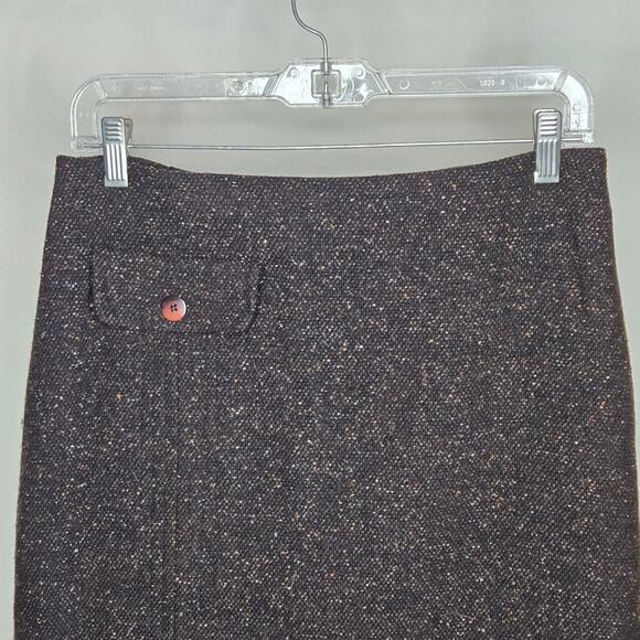WILLI SMITH Brown Fully Lined Tweed Skirt Made in Italy Size 6 - Picture 2 of 13